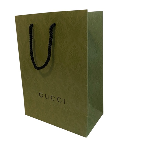 Authentic GUCCI Limited Edition Green Brocade gift Shopping Bag 13.5" X 10"x5.5” - Picture 2 of 16